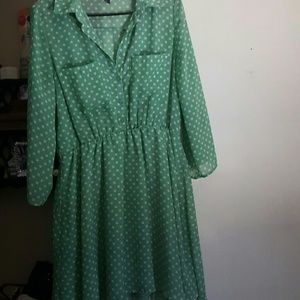 Green polka dot dress