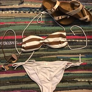 Brown and White Bikini Top