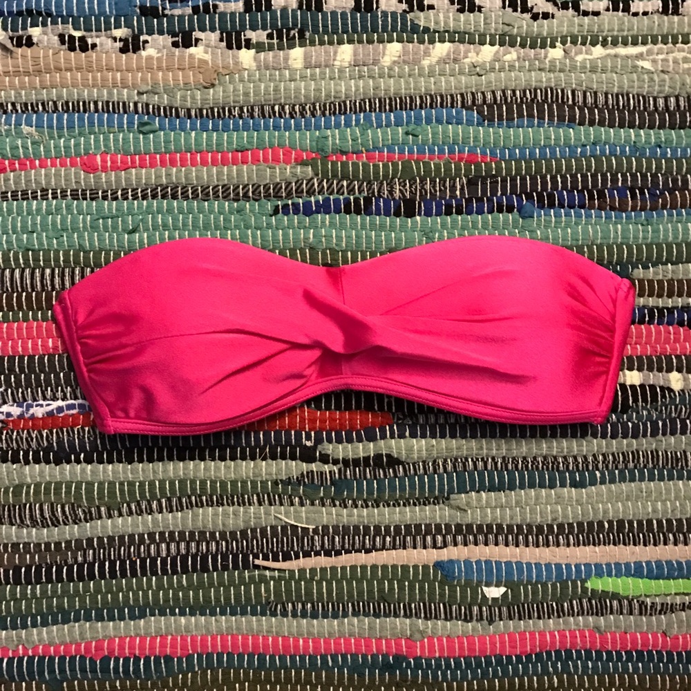 Pink strapless swim top