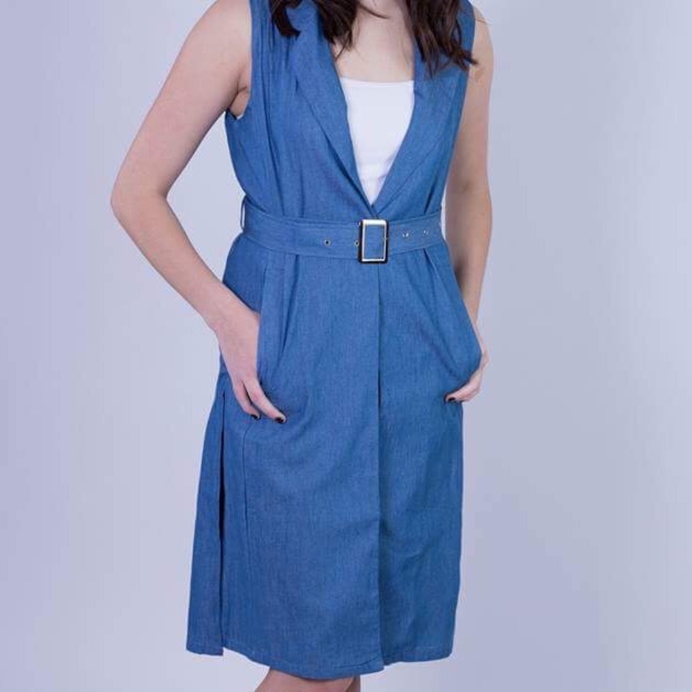 Blue Denim Jacket with Belt