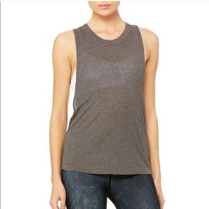 Alo Yoga Gray Heat Wave Tank