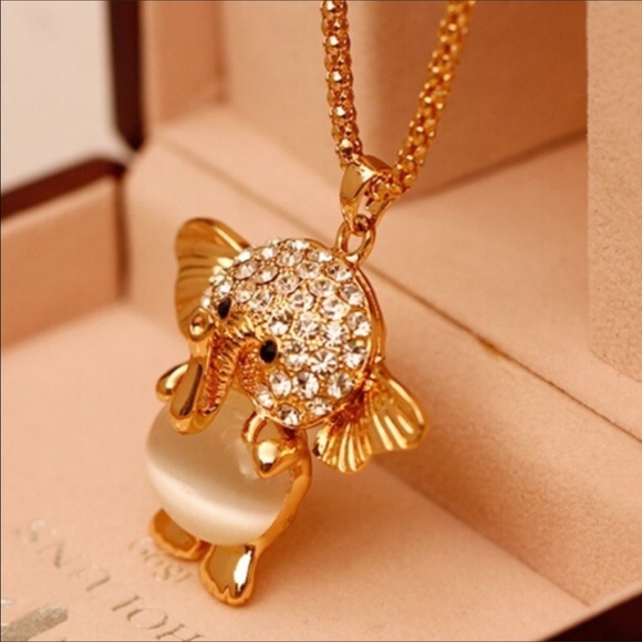 🔥🔥Crystal Elephant Opal Belly Long Sweater Chain - Picture 3 of 5