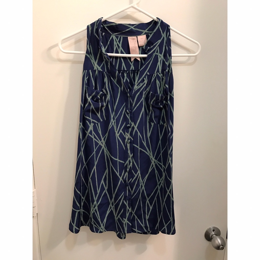 Gemma Navy Silk Tank with Buckle