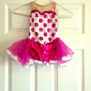 Little girls leotard with attached 1/2 tutu