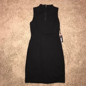 Talk The Mock Black Bodycon Dress