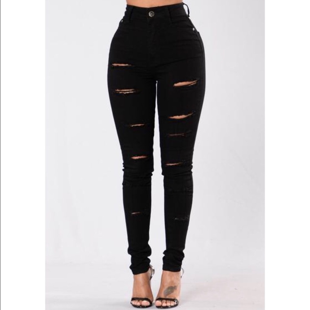 Black ripped fashion nova jeans
