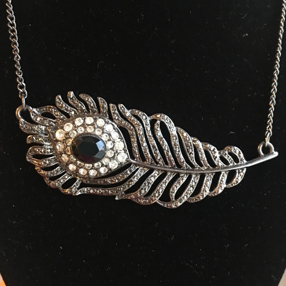 Charcoal and Black Feather Necklace