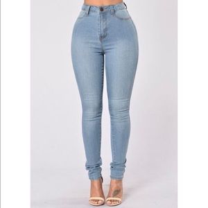 High waisted light wash fashion nova jeans