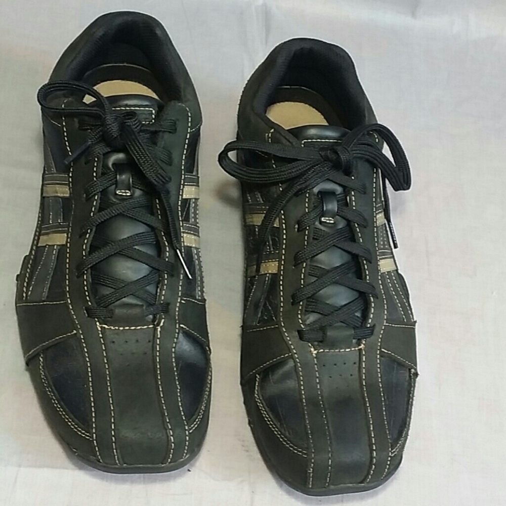 Men's Skechers Shoes Black 12 Leather Lace-ups