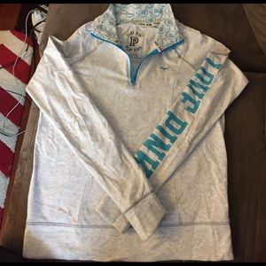 PINK heather grey yoga pullover