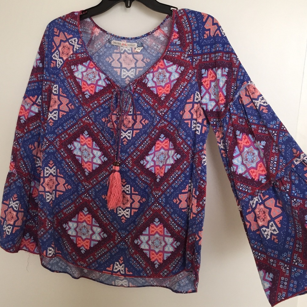 Chelsea & Violet Scoop Neck Bell Sleeve Top