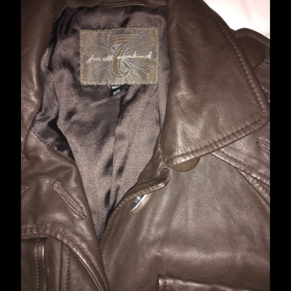 πHP Leather Cadet Jacket Brown 7FAM Big Button - Picture 4 of 6