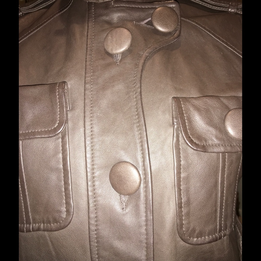 πHP Leather Cadet Jacket Brown 7FAM Big Button - Picture 5 of 6