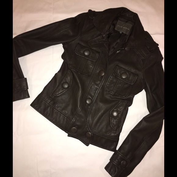 🎉HP Leather Cadet Jacket Brown 7FAM Big Button - Picture 2 of 6