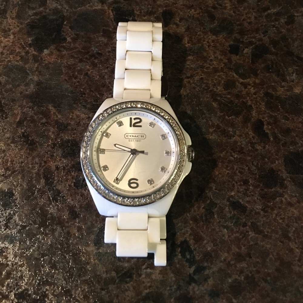 Coach white ceramic watch