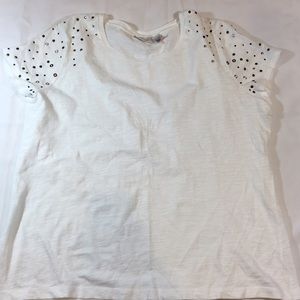 Weekends by chico's size 2 white tee small hole