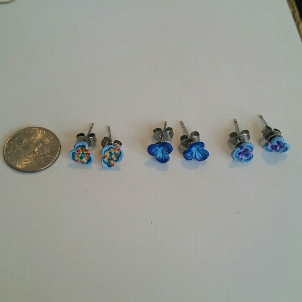 Set of 3 colorful flower earrings