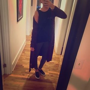 For love & lemons long burgundy sweater with ties