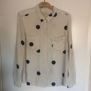 Loft polka dot button up blouse