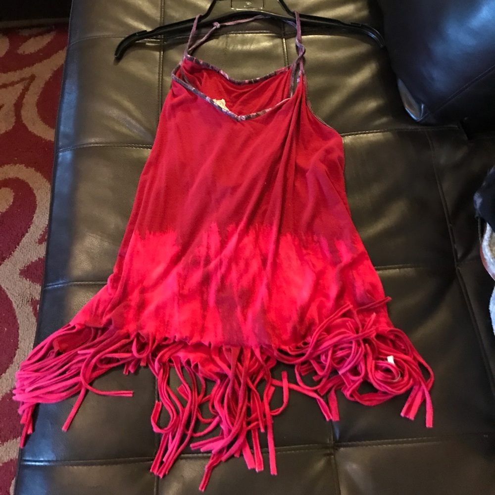 Gimmicks BY BKE Red Tye Dye Tank Top Large