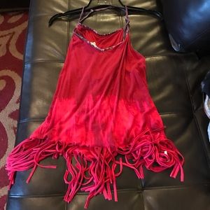 Gimmicks BY BKE Red Tye Dye Tank Top Large
