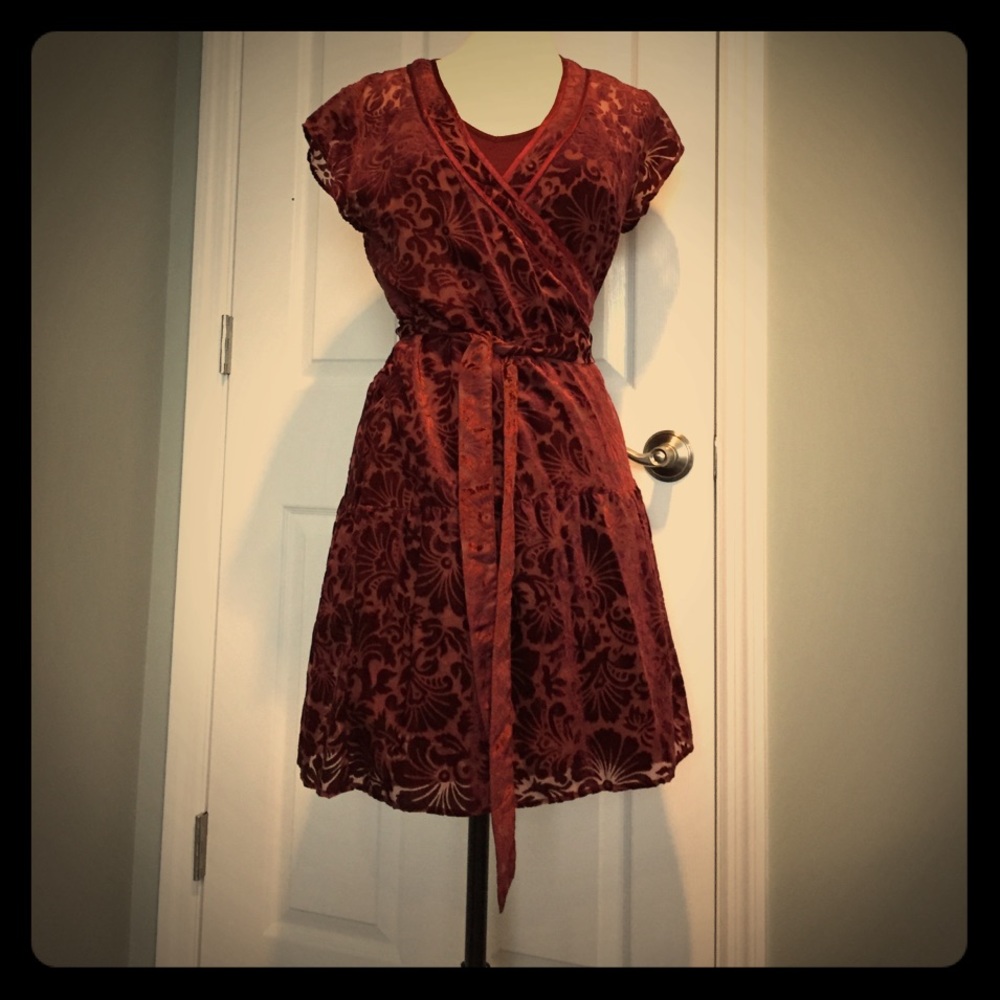 Burgundy wrap dress