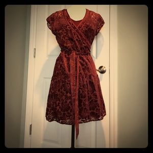 Burgundy wrap dress