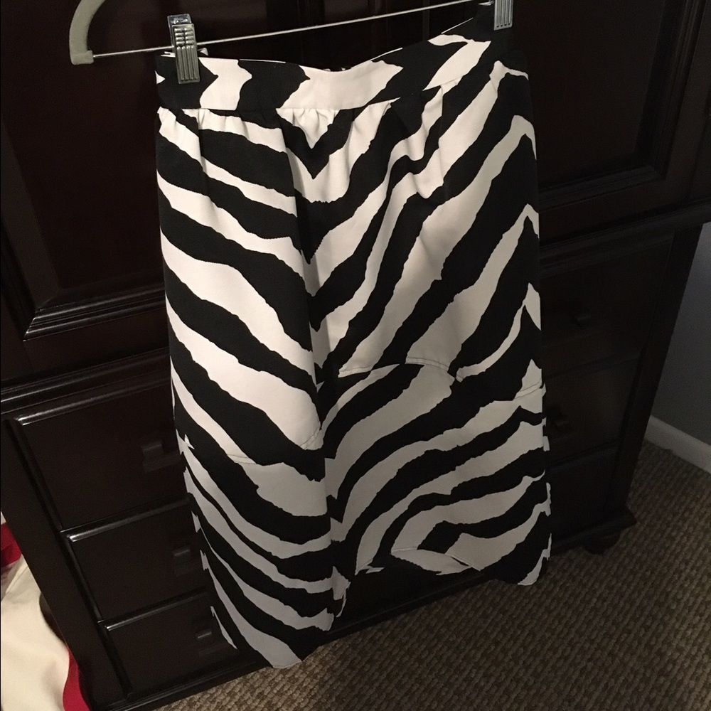 Zebra print full midi skirt