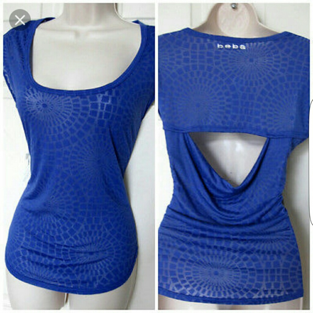 bebe burnout cut out back Swarovski logo tee BNWT