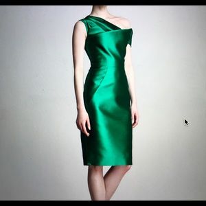 Lela Rose Asymmetric Folded Satin Dress