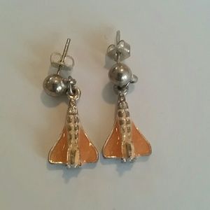 Adorable space rocket earrings