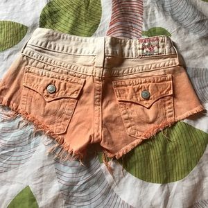 True Religion Joey Cutoff Peach Ombre Shorts