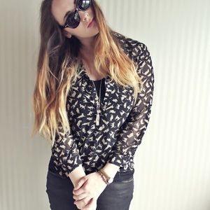 H&M Cat Print Blouse
