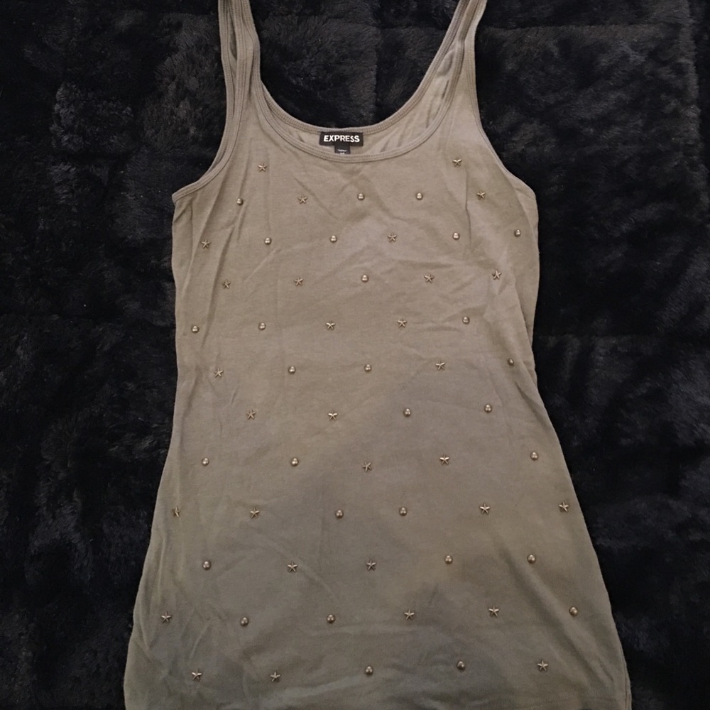 Express tank: olive green with gold studs