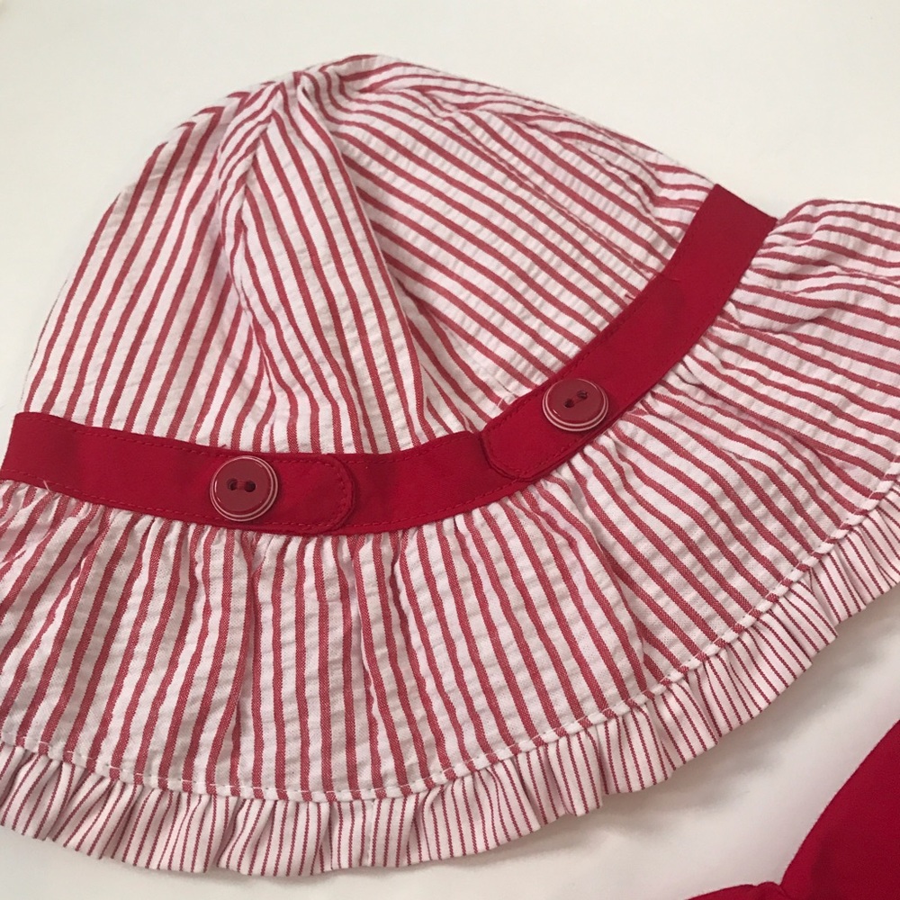 🎉SOLD🎉Gymboree red summer Romper and hat - Picture 3 of 5