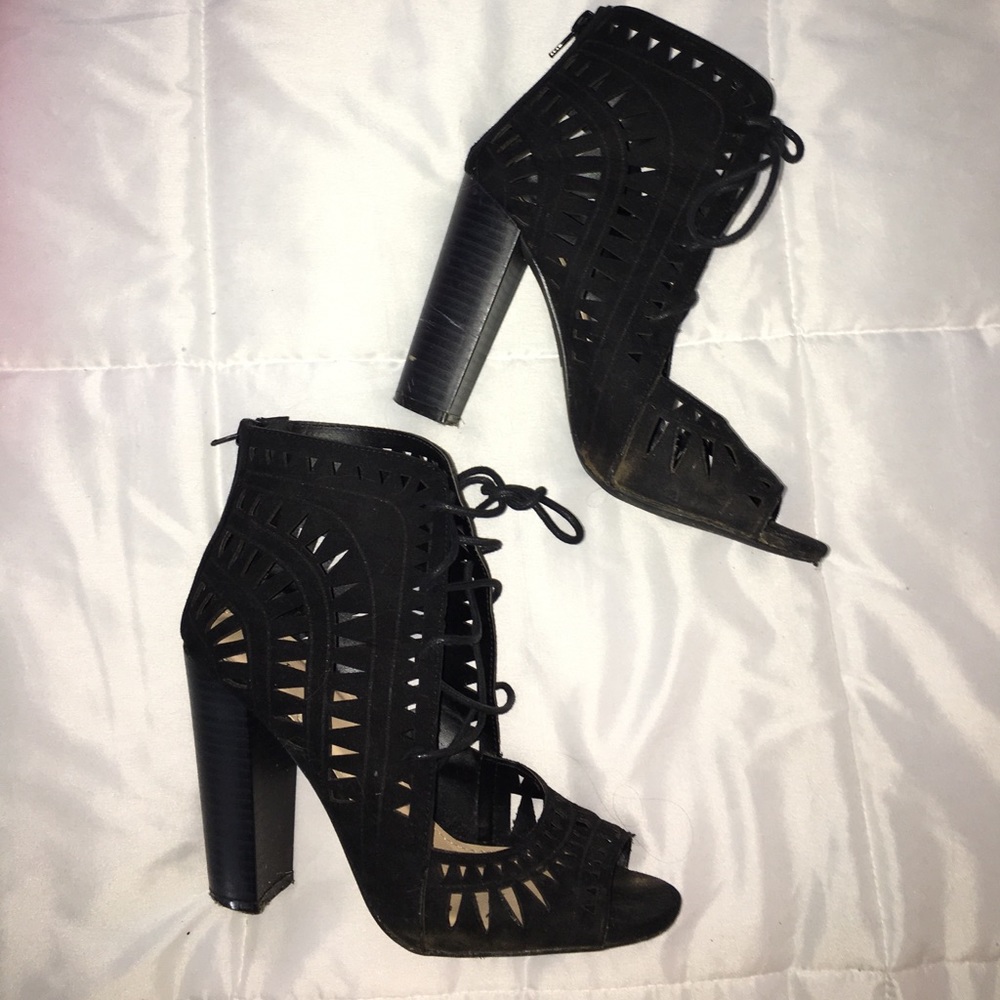 Black lace up heels