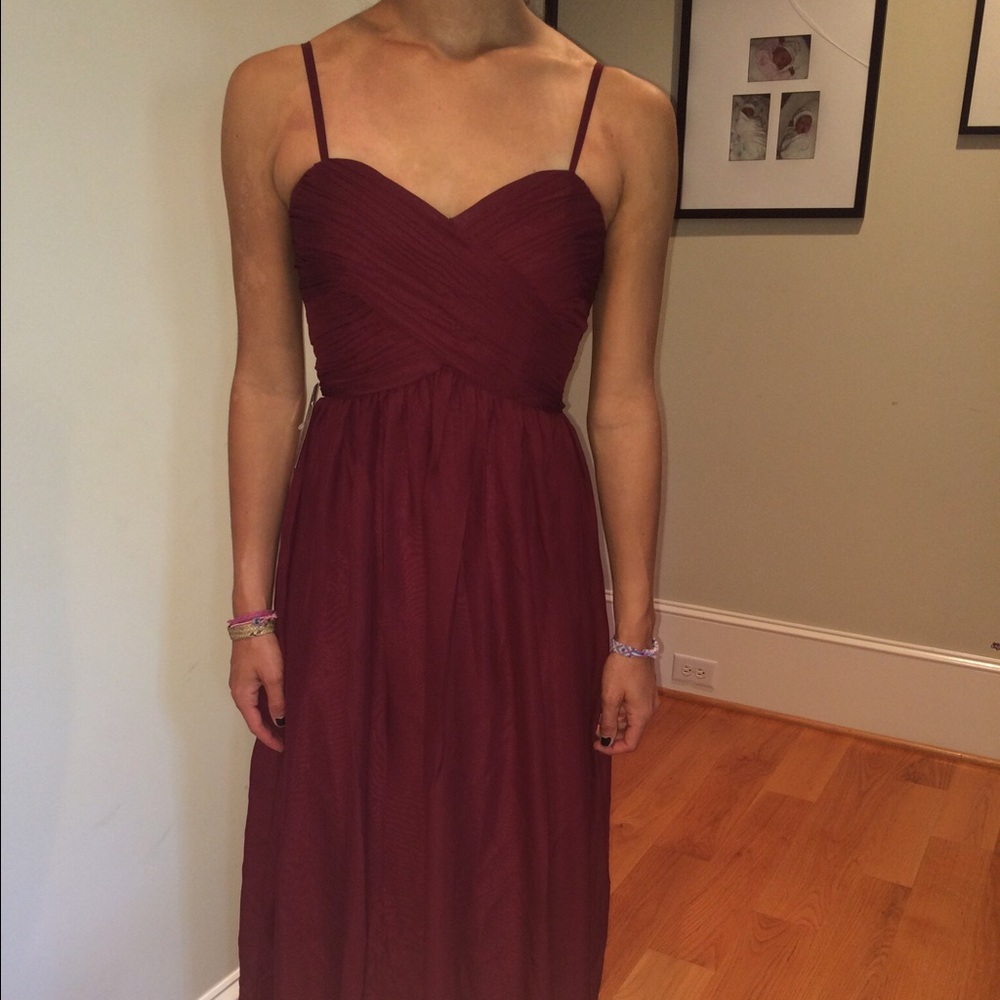 Maroon spaghetti strap prom dress