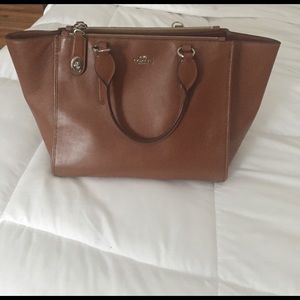 Brown satchel coach bag