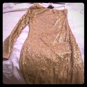 Gold sequins short dress
