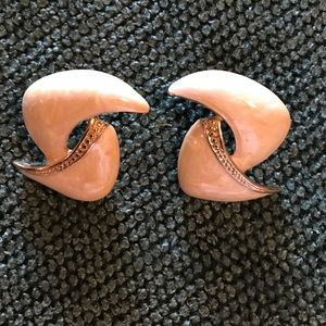 Earrings, Pierced ivory color on gold tone VINTAGE