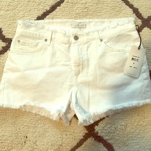 NWT 7 For all Mankind White Frayed Jean Shorts