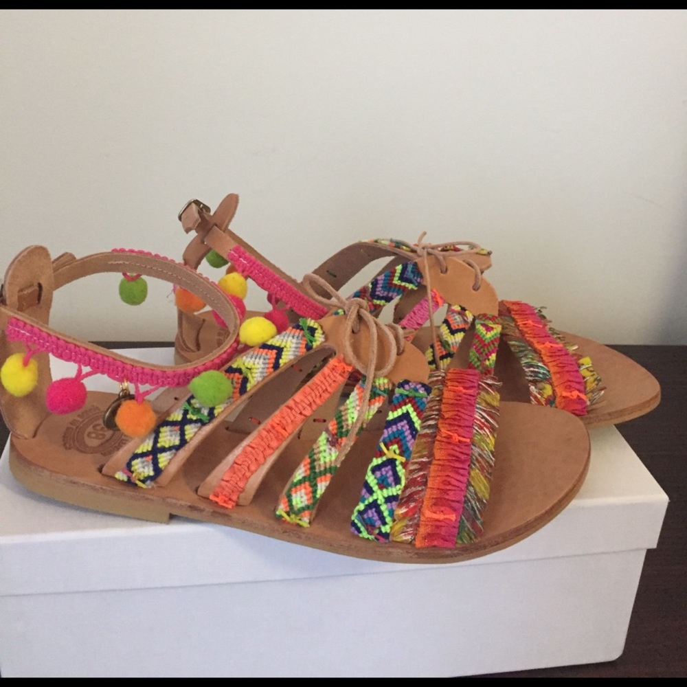 NEVER WORN! Pom Pom sandals by Elina Linardaki