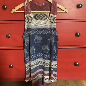 Elephant Loose Fitting Racerback High-Low Shirt