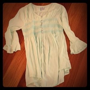 Mint green peasant blouse