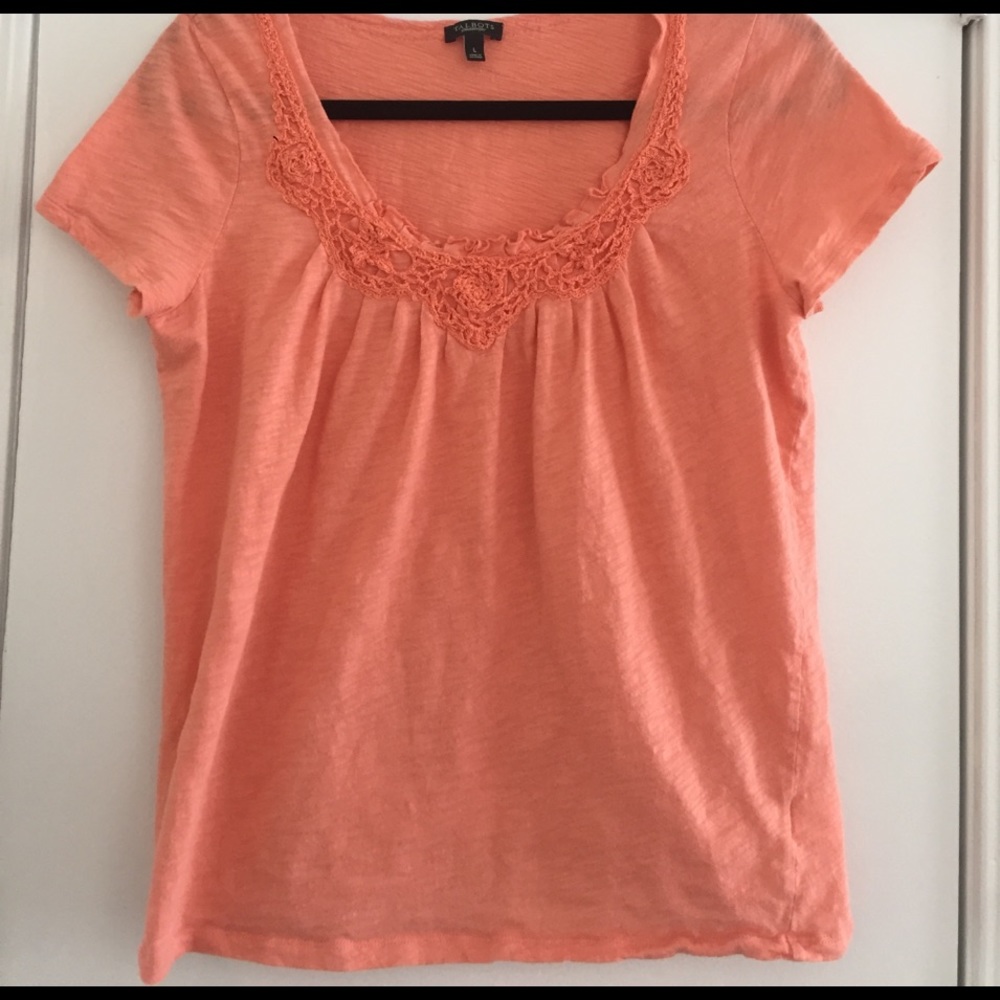 Talbots short sleeved tee with woven detail