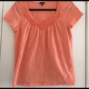 Talbots short sleeved tee with woven detail