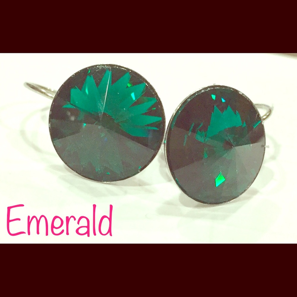 Emerald Swarovski crystal earrings
