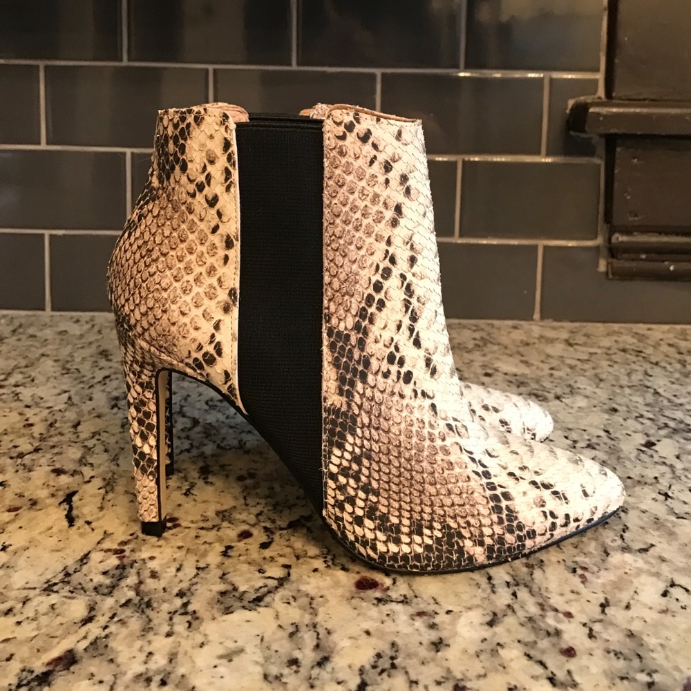 Snakeskin booties