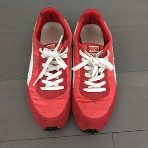 Red puma sneakers