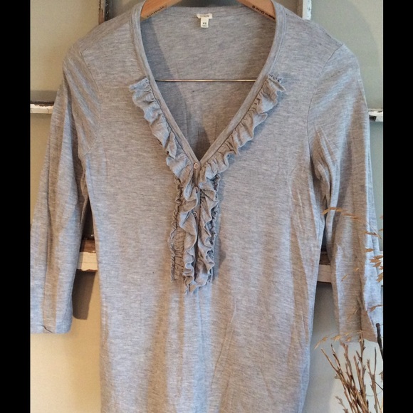 ⭐️CLEARANCE⭐️ J.Crew- "Drapey Ruffle Henley" Top! - Picture 6 of 7